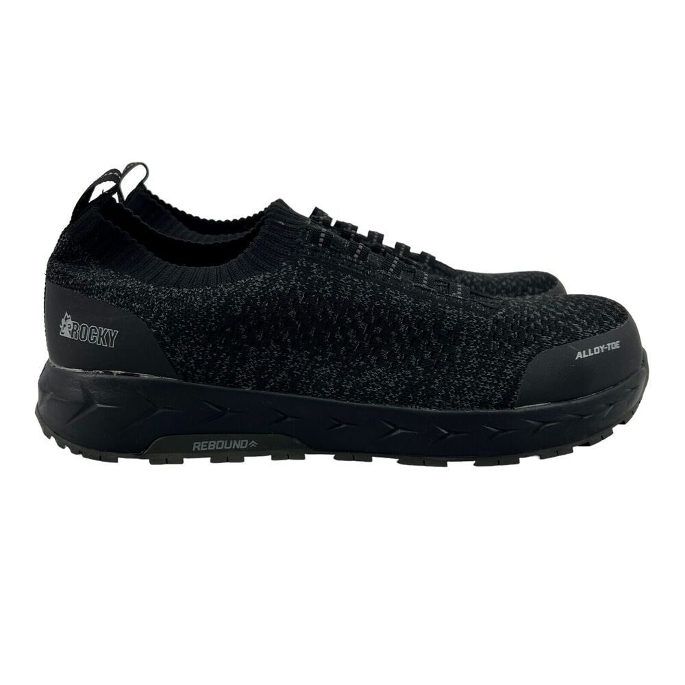 Rocky Work Shoes Mens 11.5 Black Gray AT Knit Athletic Hard Alloy Toe Low Cut